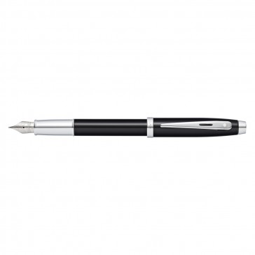 Sheaffer 100 Black Lacquer/Chrome Plate Fountain Pen [Medium Nib](Self-Serve Packaging)