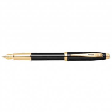 Sheaffer 100 Black Lacquer with Gold Tone Fountain Pen [Medium Nib]