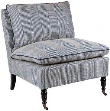  Cafe Lighting Chevron Blue Linen Candace Occasional Chair 