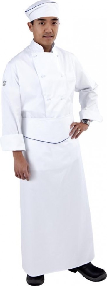 Classic (100% Cotton) White Long Sleeve Chef Jacket by Global Chef