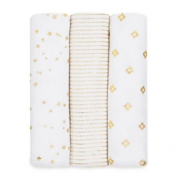 Metallic Gold 3 Pack Classic Swaddles