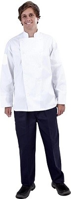CR Classic White (Fixed Buttons) Long Sleeve Chef Jacket by Global Chef