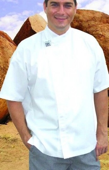 CR Modern White Short Sleeve Chef Jacket by Global Chef