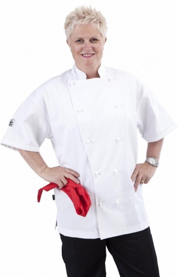 CR Classic White Short Sleeve Chef Jacket by Global Chef