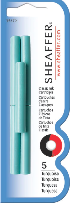 Turquoise Skrip Ink Fountain Pen Cartridges (5/Card)
