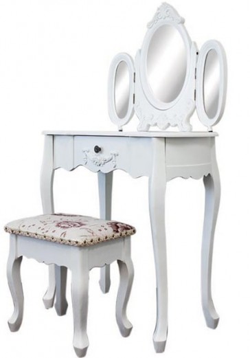 Living Good Dressing Table with 3 Mirrors & Stool 04