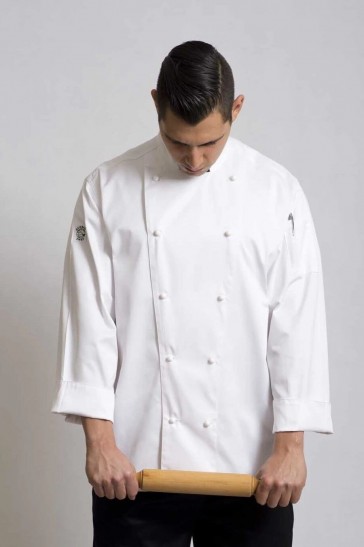 Traditional White Long Sleeve Chef Jacket by Global Chef