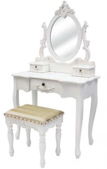 Living Good Large Dressing Table With Mirror And Large Stool