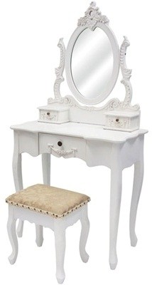 Living Good Large Dressing Table with Mirror & Stool