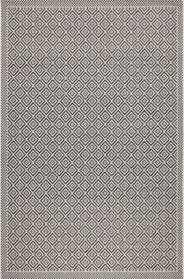 Moti Black And White Diamond Polypropylene Outdoor Rug by Fab Rugs