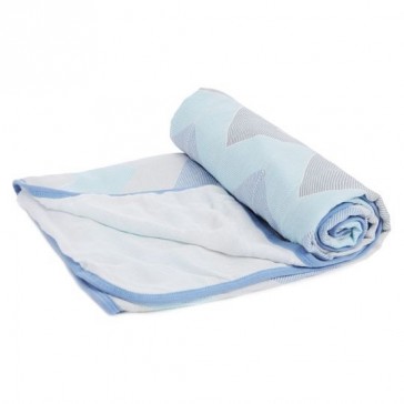 Ziggy Blue - Broken Chevron Silky Soft Bamboo Stroller Blanket