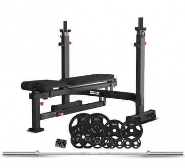 Cortex MF410 MultiFunction Bench Press + 100kg Olympic Tri-Grip Weight Plate & Barbell Package 