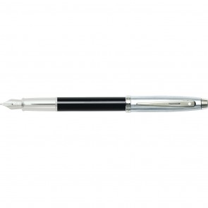 Sheaffer 100 Brushed Chrome Cap/Black Barrel Nickel Plate Trim Fountain Pen [Medium Nib]