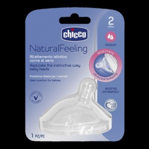 CHicco Natural Feeling Silicone Teat - 2M + Medium Flow 1 Pack