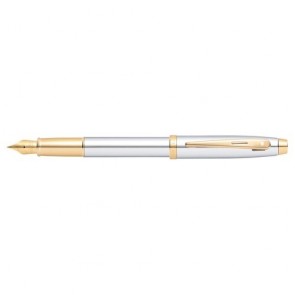 Sheaffer 100 Chrome/Gold Trim Plate Fountain Pen [Medium Nib](Gift Box)