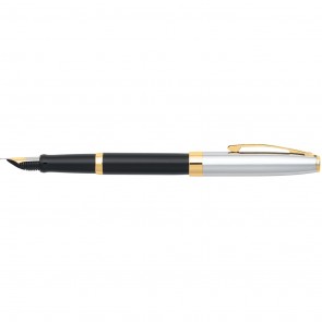 Sagaris® Black Barrel and Chrome Cap Fountain Pen [Fine Nib]