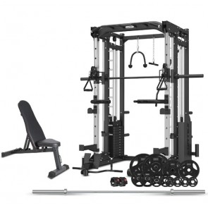  Cortex SM-25 6-in-1 Power Rack with Smith & Cable Machine + BN6 Bench + 100kg Olympic Weight Plate & Barbell Package