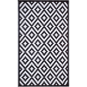 Fab Rugs Aztec Black And White Monochrome Recycled Plastic Outdoor Rug