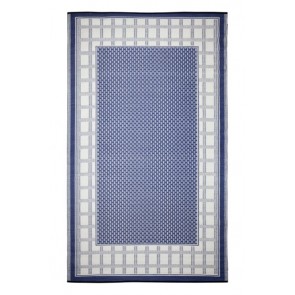Fab Rugs Europa Midnight Blue Geometric Recycled Plastic Reversible Outdoor Rug