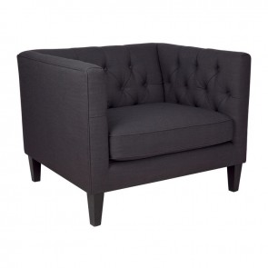 Cafe Lighting Tuxedo Tufted Arm Chair - Charcoal Linen