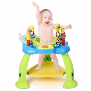 Costway 2-in-1 Baby Jumperoo Adjustable Sit-to-stand Activity Center Toddler Walker Toy W/360 Seat