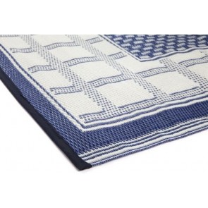 Fab Rugs Europa Midnight Blue Geometric Recycled Plastic Reversible Outdoor Rug