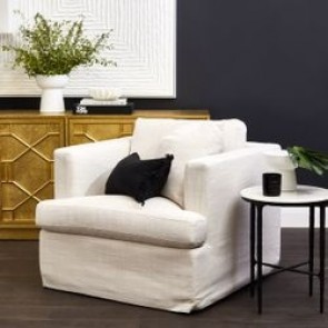Cafe Lighting Birkshire Slip Cover Arm Chair - White Linen