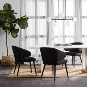 Cafe Lighting Harlow Black Dining Chair - Black Linen