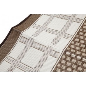 Fab Rugs Europa Chestnut & Walnut Brown Geometric Recycled Plastic Reversible Outdoor Rug