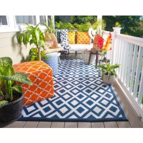 Fab Rugs Lhasa Orange and Violet Moroccan Recycled Plastic Outdoor Rug