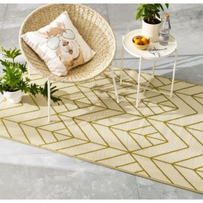 Fab Rugs Sydney Gold and Cream Modern Recycled Plastic Outdoor Rug