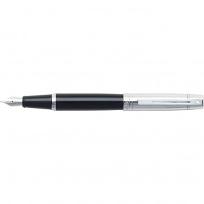 Sheaffer 300 Glossy Black/Chrome Cap/Chrome Plated Fountain Pen [Medium Nib]