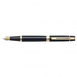 Sheaffer 300 Glossy Black/Gold Tone Trim Fountain Pen [Medium Nib]