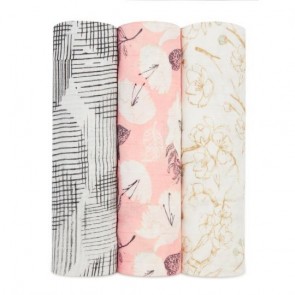 Pretty Petals 3-Pack Silky Soft Bamboo Swaddles by Aden and Anais