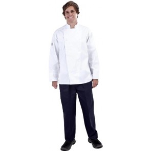 White Long Sleeve Chef Jacket (Sewn Buttons) by Global Chef
