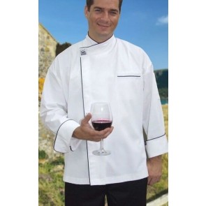CR Modern White Long Sleeve Chef Jacket (Black Trim) by Global Chef