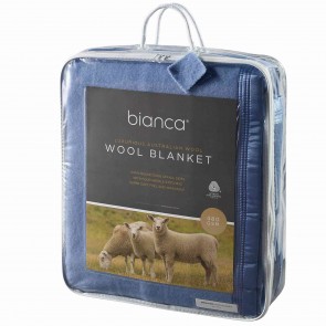Bianca Australian Wool Blanket 480gsm Steel Blue