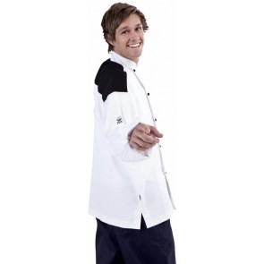 CR Classic White Long Sleeve Chef Jacket (Black Panel) by Global Chef