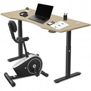 Cortex Cyclestation3 Exercise Bike with ErgoDesk Automatic Standing Desk 1500mm in Oak