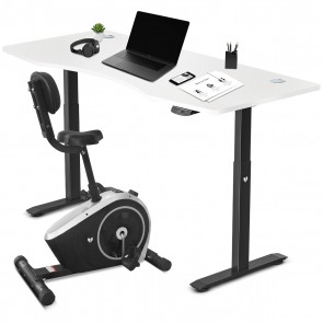 Cortex Cyclestation3 Exercise Bike with ErgoDesk Automatic Standing Desk 1800mm in White 