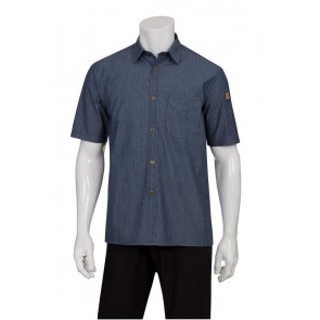 Detroit Striped Indigo Blue Denim Shirt 