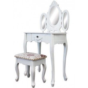 Living Good Dressing Table with 3 Mirrors & Stool 04