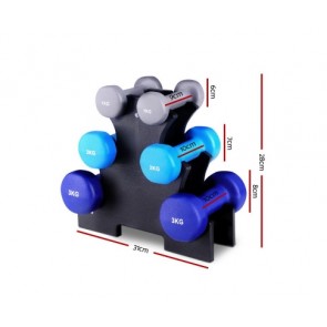 Everfit 6 Piece Dumbbell Weights Set 12kg with Stand