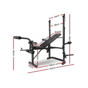 Everfit 7-In-1 Weight Bench Multi-Function Power Station Black