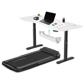 Lifespan Fitness V-Fold Treadmill with ErgoDesk Automatic White Standing Desk 1500mm + Cable Management Tray