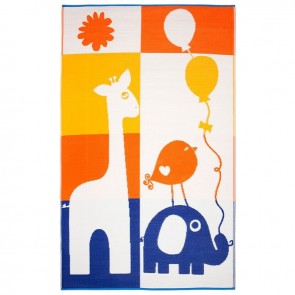Little Portico's Giraffe and Elephant Indoor/Outdoor Kids Rug