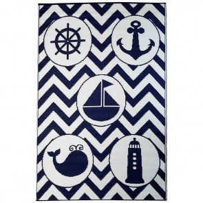 Little Portico's Sea Blue Objects Indoor/Outdoor Kids Rug