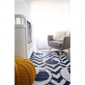 Little Portico's Sea Blue Objects Indoor/Outdoor Kids Rug by Fab Rugs