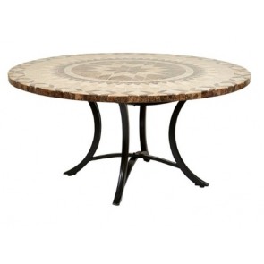 Moroccan Round Travertine Table by Channel Enterprises