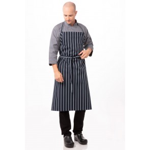 Navy With Chalk Stripe English Chef Apron by Chef Works